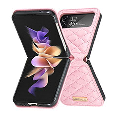 Coque Luxe Cuir et Plastique Housse Etui Mat S02 pour Samsung Galaxy Z Flip4 5G Or Rose