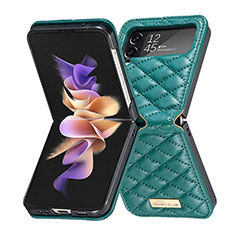Coque Luxe Cuir et Plastique Housse Etui Mat S02 pour Samsung Galaxy Z Flip4 5G Vert
