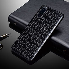 Coque Luxe Cuir et Plastique Housse Etui Mat S02 pour Sony Xperia 1 IV Noir