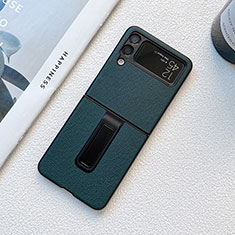 Coque Luxe Cuir et Plastique Housse Etui Mat S03 pour Samsung Galaxy Z Flip4 5G Vert