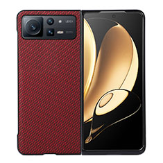 Coque Luxe Cuir et Plastique Housse Etui Mat S04 pour Xiaomi Mix Fold 2 5G Rouge