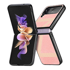 Coque Luxe Cuir et Plastique Housse Etui Mat S05 pour Samsung Galaxy Z Flip4 5G Or Rose
