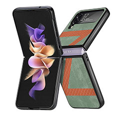 Coque Luxe Cuir et Plastique Housse Etui Mat S05 pour Samsung Galaxy Z Flip4 5G Vert