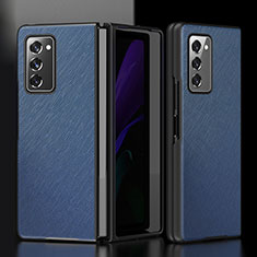 Coque Luxe Cuir et Plastique Housse Etui Mat S05 pour Samsung Galaxy Z Fold2 5G Bleu