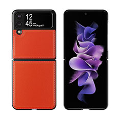 Coque Luxe Cuir et Plastique Housse Etui Mat S06 pour Samsung Galaxy Z Flip3 5G Orange