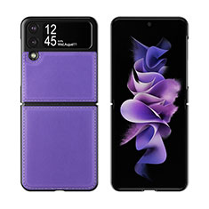 Coque Luxe Cuir et Plastique Housse Etui Mat S06 pour Samsung Galaxy Z Flip3 5G Violet