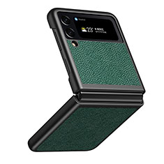 Coque Luxe Cuir et Plastique Housse Etui Mat S09 pour Samsung Galaxy Z Flip4 5G Vert