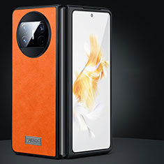 Coque Luxe Cuir et Plastique Housse Etui Mat SD1 pour Huawei Mate X3 Orange