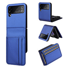 Coque Luxe Cuir et Plastique Housse Etui Mat T01 pour Samsung Galaxy Z Flip4 5G Bleu