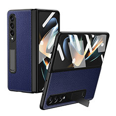 Coque Luxe Cuir et Plastique Housse Etui Mat T01 pour Samsung Galaxy Z Fold3 5G Bleu