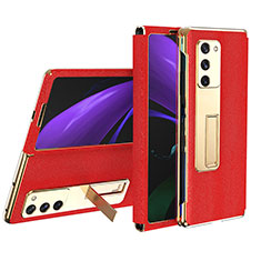 Coque Luxe Cuir et Plastique Housse Etui Mat T02 pour Samsung Galaxy Z Fold2 5G Rouge