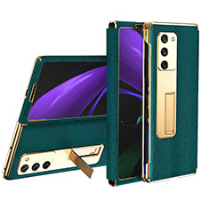 Coque Luxe Cuir et Plastique Housse Etui Mat T02 pour Samsung Galaxy Z Fold2 5G Vert