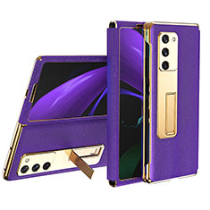 Coque Luxe Cuir et Plastique Housse Etui Mat T02 pour Samsung Galaxy Z Fold2 5G Violet