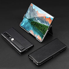 Coque Luxe Cuir et Plastique Housse Etui Mat T02 pour Samsung Galaxy Z Fold3 5G Noir