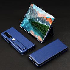 Coque Luxe Cuir et Plastique Housse Etui Mat T02 pour Samsung Galaxy Z Fold4 5G Bleu