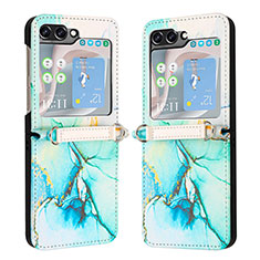 Coque Luxe Cuir et Plastique Housse Etui Mat YB1 pour Samsung Galaxy Z Flip5 5G Vert