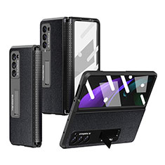 Coque Luxe Cuir et Plastique Housse Etui Mat Z03 pour Samsung Galaxy Z Fold2 5G Noir