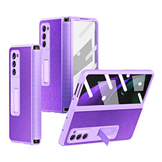 Coque Luxe Cuir et Plastique Housse Etui Mat Z03 pour Samsung Galaxy Z Fold2 5G Violet