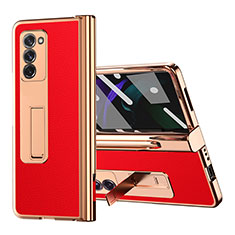 Coque Luxe Cuir et Plastique Housse Etui Mat Z04 pour Samsung Galaxy Z Fold2 5G Rouge