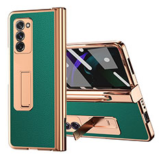 Coque Luxe Cuir et Plastique Housse Etui Mat Z04 pour Samsung Galaxy Z Fold2 5G Vert