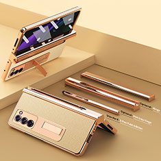Coque Luxe Cuir et Plastique Housse Etui Mat Z05 pour Samsung Galaxy Z Fold2 5G Or
