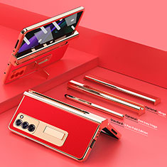 Coque Luxe Cuir et Plastique Housse Etui Mat Z05 pour Samsung Galaxy Z Fold2 5G Rouge