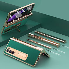 Coque Luxe Cuir et Plastique Housse Etui Mat Z05 pour Samsung Galaxy Z Fold2 5G Vert