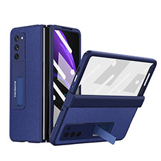 Coque Luxe Cuir et Plastique Housse Etui Mat Z06 pour Samsung Galaxy Z Fold2 5G Bleu