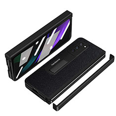 Coque Luxe Cuir et Plastique Housse Etui Mat Z07 pour Samsung Galaxy Z Fold2 5G Noir