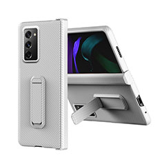 Coque Luxe Cuir et Plastique Housse Etui Mat Z08 pour Samsung Galaxy Z Fold2 5G Blanc