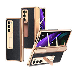 Coque Luxe Cuir et Plastique Housse Etui Mat Z09 pour Samsung Galaxy Z Fold2 5G Noir