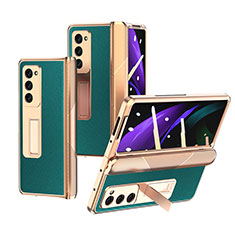 Coque Luxe Cuir et Plastique Housse Etui Mat Z09 pour Samsung Galaxy Z Fold2 5G Vert