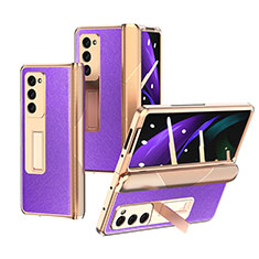 Coque Luxe Cuir et Plastique Housse Etui Mat Z09 pour Samsung Galaxy Z Fold2 5G Violet