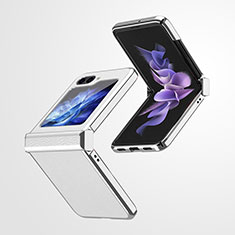 Coque Luxe Cuir et Plastique Housse Etui Mat ZL1 pour Samsung Galaxy Z Flip5 5G Argent
