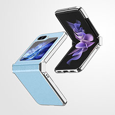 Coque Luxe Cuir et Plastique Housse Etui Mat ZL1 pour Samsung Galaxy Z Flip5 5G Bleu