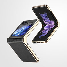 Coque Luxe Cuir et Plastique Housse Etui Mat ZL1 pour Samsung Galaxy Z Flip5 5G Noir