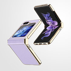 Coque Luxe Cuir et Plastique Housse Etui Mat ZL1 pour Samsung Galaxy Z Flip5 5G Violet Clair