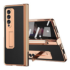 Coque Luxe Cuir et Plastique Housse Etui Mat ZL1 pour Samsung Galaxy Z Fold3 5G Noir