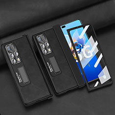 Coque Luxe Cuir et Plastique Housse Etui Mat ZL11 pour Huawei Mate X2 Noir