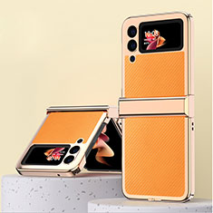Coque Luxe Cuir et Plastique Housse Etui Mat ZL2 pour Samsung Galaxy Z Flip3 5G Orange