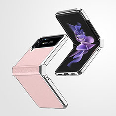 Coque Luxe Cuir et Plastique Housse Etui Mat ZL2 pour Samsung Galaxy Z Flip4 5G Or Rose