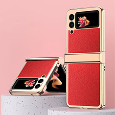 Coque Luxe Cuir et Plastique Housse Etui Mat ZL3 pour Samsung Galaxy Z Flip3 5G Rouge