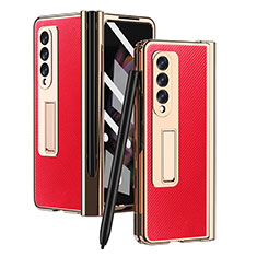 Coque Luxe Cuir et Plastique Housse Etui Mat ZL3 pour Samsung Galaxy Z Fold3 5G Rouge