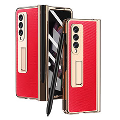 Coque Luxe Cuir et Plastique Housse Etui Mat ZL3 pour Samsung Galaxy Z Fold4 5G Rouge
