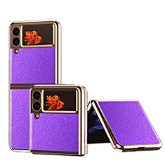 Coque Luxe Cuir et Plastique Housse Etui Mat ZL4 pour Samsung Galaxy Z Flip3 5G Violet