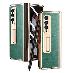 Coque Luxe Cuir et Plastique Housse Etui Mat ZL4 pour Samsung Galaxy Z Fold3 5G Vert