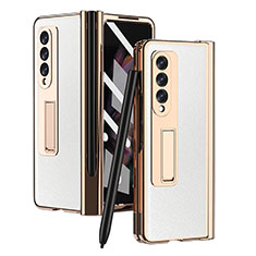 Coque Luxe Cuir et Plastique Housse Etui Mat ZL5 pour Samsung Galaxy Z Fold3 5G Blanc