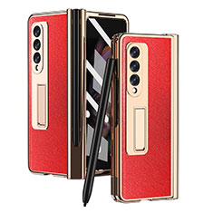 Coque Luxe Cuir et Plastique Housse Etui Mat ZL5 pour Samsung Galaxy Z Fold3 5G Rouge