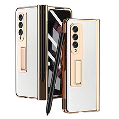 Coque Luxe Cuir et Plastique Housse Etui Mat ZL5 pour Samsung Galaxy Z Fold4 5G Blanc
