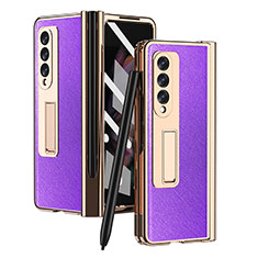 Coque Luxe Cuir et Plastique Housse Etui Mat ZL5 pour Samsung Galaxy Z Fold4 5G Violet